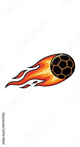 Dynamic Fiery Soccer Ball Exploding With Energy and Speed