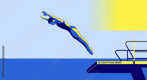 Dynamic Diver Plunges From High Platform Capturing Athletic Grace