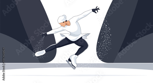 Dynamic Figure Skater Captures The Essence Of Winter Sports Performance
