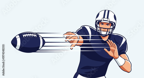 Dynamic Football Player Throwing Ball With Speed Lines