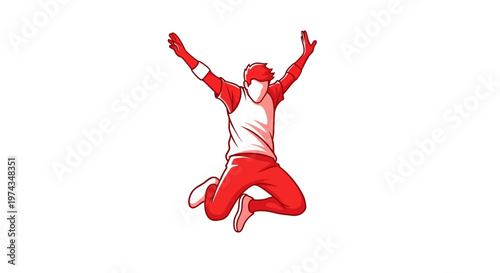 Dynamic Figure Leaping With Joy Expressing Enthusiasm and Triumph