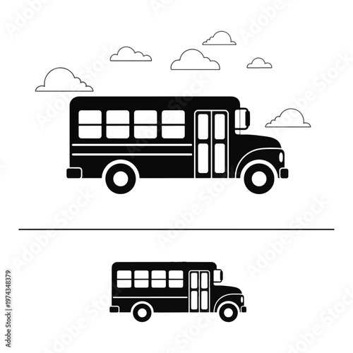 Bus Transport Icons Silhouette Vector Pack