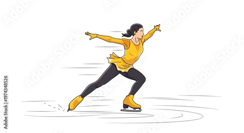 Dynamic Figure Skater Performing Elegant Moves On Ice