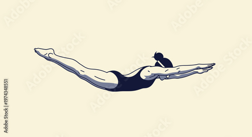 Dynamic Freestyle Swimmer Silhouette In Action Pose