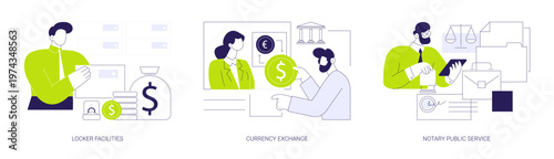 Bank services isolated cartoon vector illustrations se