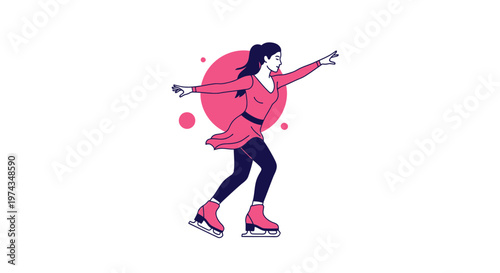 Dynamic Figure Skater Performing Graceful Moves On Ice