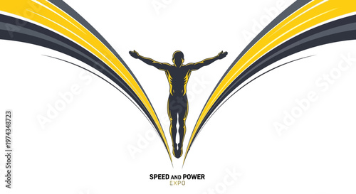 Dynamic Figure With Abstract Streaks Representing Speed And Energy