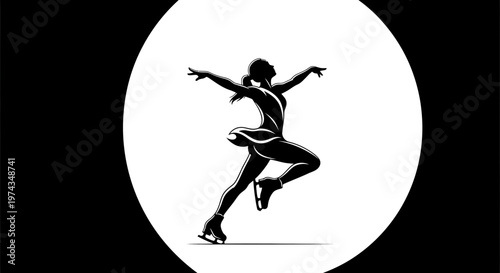Dynamic Figure Skating Silhouette Expressing Grace And Skill
