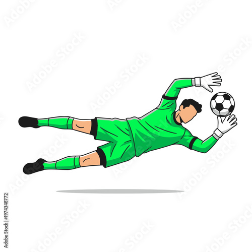 Dynamic Goalkeeper Saves Soccer Ball Mid-Air Athletic Performance