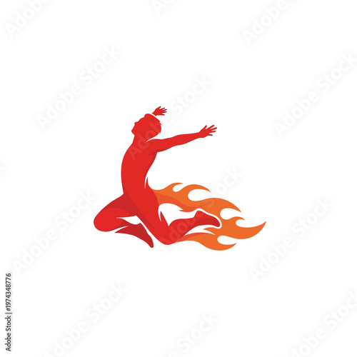 Dynamic Fire Dancer Silhouette Inspiring Vitality And Passion
