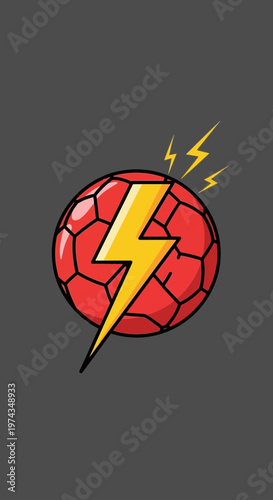 Dynamic Football Energy Symbol Soccer Ball Lightning Bolt
