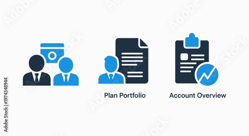 Business planning and account overview data icons