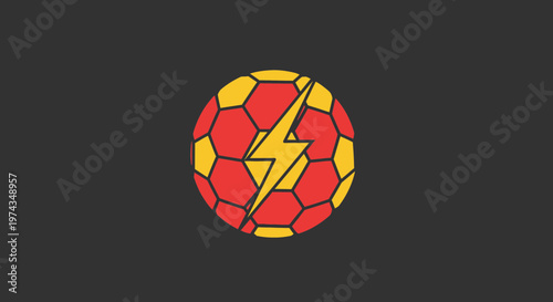 Dynamic Football Icon With Lightning Bolt Energy Symbol