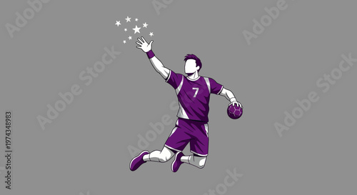 Dynamic Handball Player Leaping Towards Victory With Starburst