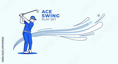 Dynamic Golf Swing Illustration Capturing Motion And Precision