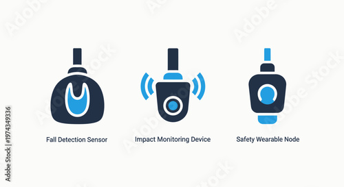 Set of smart security sensors and monitoring device icons