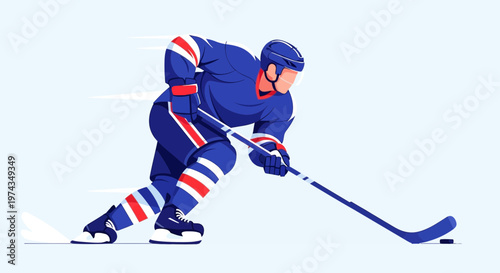 Dynamic Hockey Player Action Illustration Captures Athletic Prowess