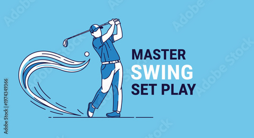 Dynamic Golfer Executing A Powerful Swing With Abstract Energy Burst