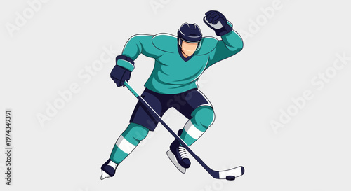 Dynamic Hockey Player Action Pose On Ice Representing Sport