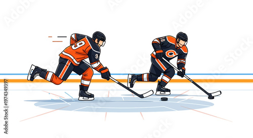Dynamic Ice Hockey Players Competing on the Rink Action Shot