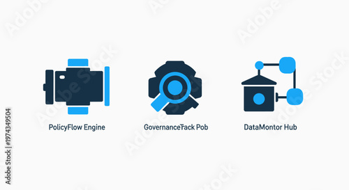 Industrial automation and connectivity icons showing relay engines, coordination hubs, and orchestration hubs