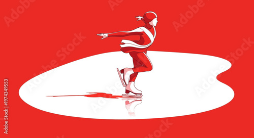 Dynamic Ice Skater Performing Graceful Artistic Maneuvers