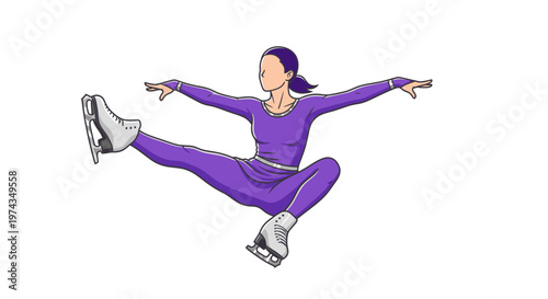 Dynamic Ice Skater Performing Graceful Jump On White Background