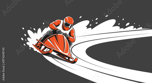 Dynamic Illustration Of A Bobsledder Navigating A Track