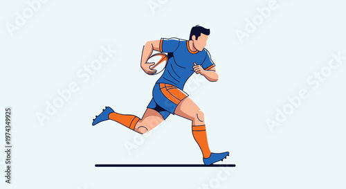 Dynamic Illustration Of A Rugby Player In Action
