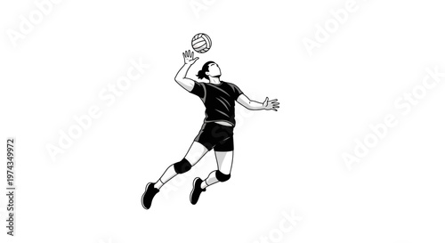 Dynamic Illustration Of A Volleyball Player Executing A Powerful Spike