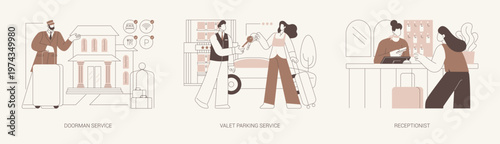Hotel service isolated cartoon vector illustrations se