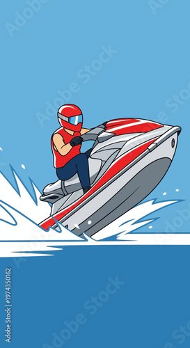 Dynamic Jet Ski Rider Experience High-Speed Water Sports Adventure