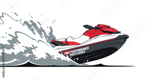 Dynamic Jet Ski Action Dynamic Watercraft Movement Exciting Water Sports
