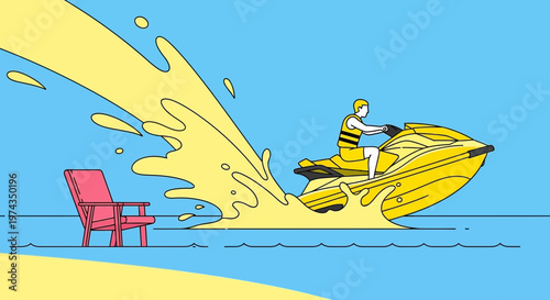 Dynamic Jet Ski Action Capturing Summer Fun and Aquatic Thrills