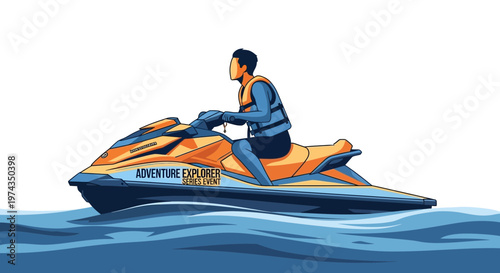 Dynamic Jet Ski Rider On Water Illustrating Water Sports Adventure