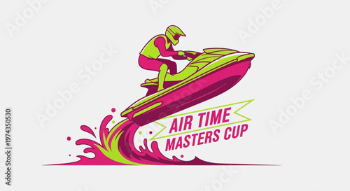 Dynamic Jet Ski Rider Soars Through Air Above Splashing Water