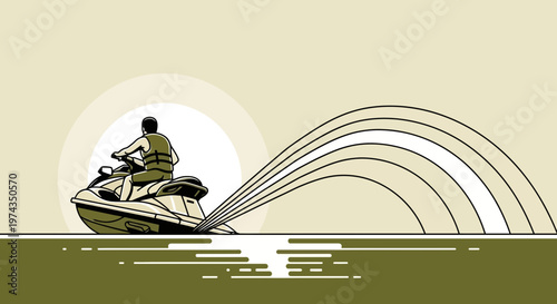 Dynamic Jet Ski Ride Creates Abstract Rainbow Trails On Water