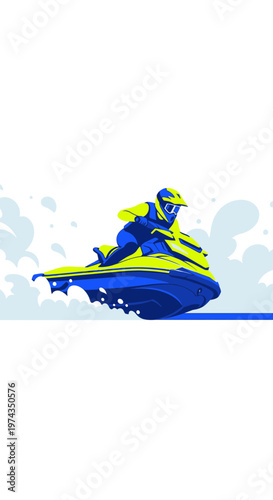 Dynamic Jet Ski Rider Speeding Through Water Creates Thrilling Aquatic Adventure