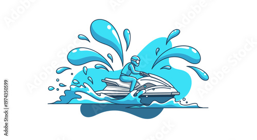 Dynamic Jet Ski Ride Through Splashing Waters