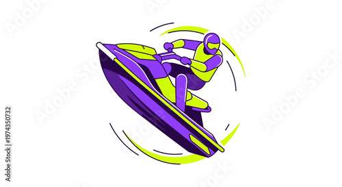 Dynamic Jet Ski Rider Thrilling Water Sport Action Illustration