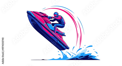 Dynamic Jet Ski Rider Captures Aerial Aquatic Thrill