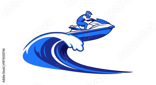 Dynamic Jet Ski Rider Surfing A Powerful Ocean Wave