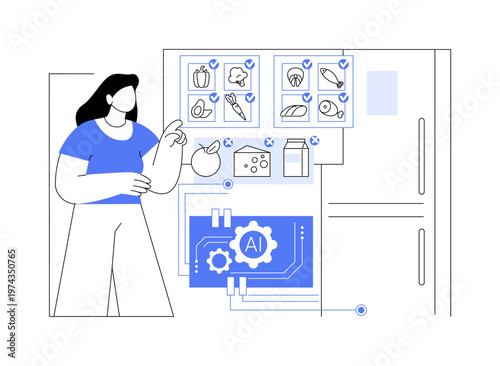 AI Refrigerator Inventory abstract concept vector illustration.