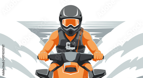 Dynamic Jet Ski Rider Capturing Action With GoPro Camera