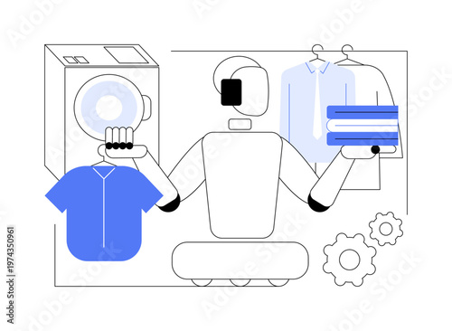 AI Laundry Folding Robot abstract concept vector illustration.