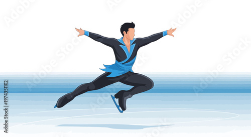 Dynamic Male Figure Skater Performing On Ice Rink