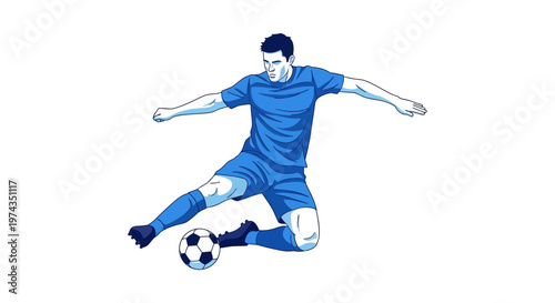 Dynamic Male Football Player Capturing Ball In Mid-Air Action