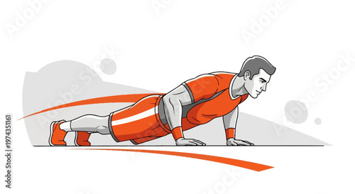 Dynamic Man Performing Push-Up Exercise For Fitness Motivation