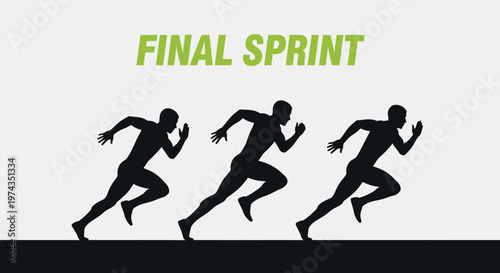 Dynamic Motion Athletes Sprinting Towards Victory An Energetic Sports Illustration