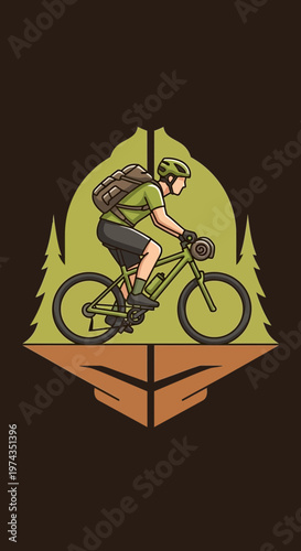 Dynamic Mountain Biker Adventuring Through Lush Forest Scenery